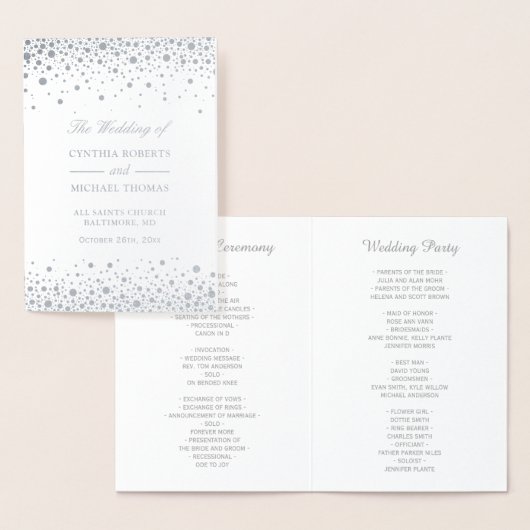 Silver Foil Confetti Stippen Wedding Ceremony Prog Folie Kaarten (Display)