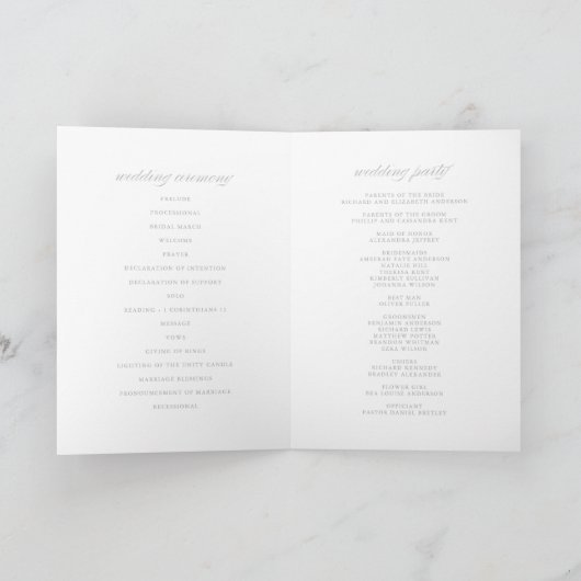 Silver Foil Confetti Stippen White Wedding Booklet Programma (Binnen)