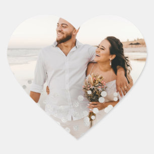 Silver Foil Confetti Wedding Photo Hart Sticker