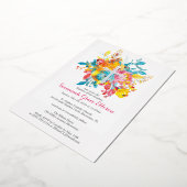 Silver Foil Cross met Waterverf Flowers Baptisme Folie Uitnodiging (Gedraaid)