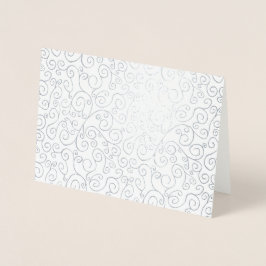 Silver Foil Curvy Pattern op White Folie Kaarten