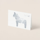 Silver Foil Dala Horse God Jul Wenskaart Folie Kaarten (Voorkant)