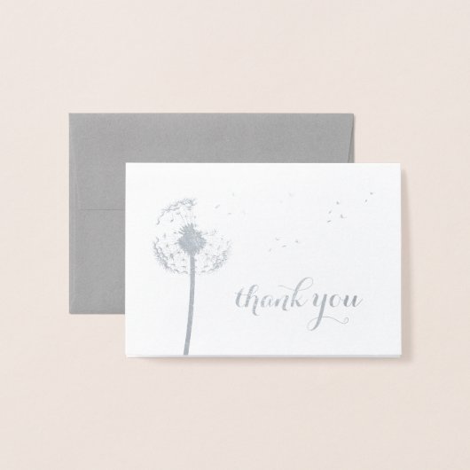 Silver Foil Dandelion Foto Hartelijk dank Folie Kaarten (Voorkant met envelop)