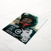 Silver Foil Dirt Bike Motocross 2 Foto Afstuderen Folie Uitnodiging (Gedraaid)