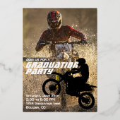 Silver Foil Dirt Bike Motocross 2 Foto Afstuderen Folie Uitnodiging (Achterkant)