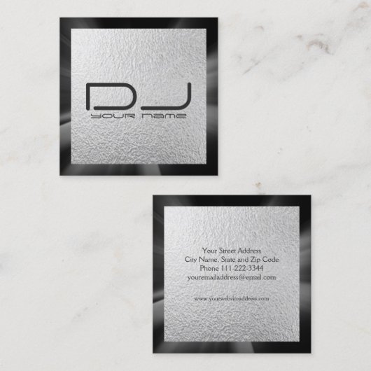Silver Foil DJ Square Visitekaartje (Voorkant / Achterkant)