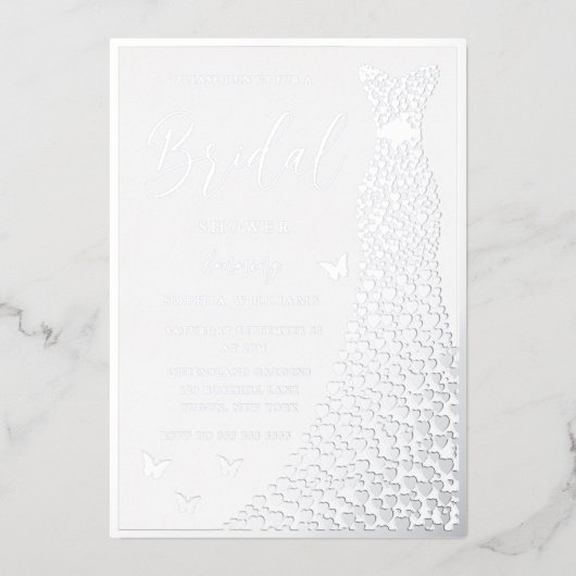 Silver Foil Dress & Border Vrijgezellenfeest Folie Uitnodiging (Voorkant)