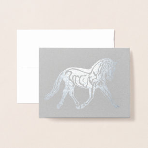 Silver Foil Dressage Horse Folie Kaarten