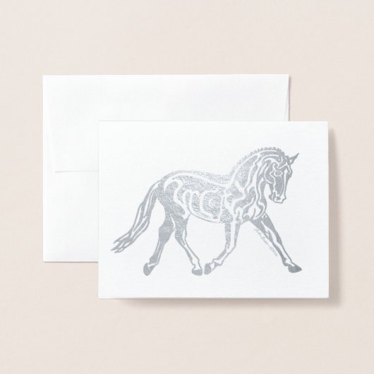 Silver Foil Dressage Horse Folie Kaarten (Voorkant met envelop)