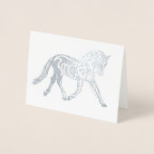 Silver Foil Dressage Horse Folie Kaarten (Voorkant)