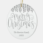 Silver Foil Effect Typography Merry Christmas Keramisch Ornament (Links)