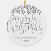 Silver Foil Effect Typography Merry Christmas Keramisch Ornament (Achterkant)