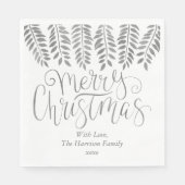 Silver Foil Effect Typography Merry Christmas Servet (Voorkant)