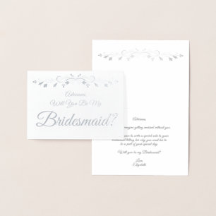 Silver Foil Elegant Bridesmaid-kaartje Folie Kaarten
