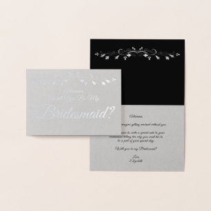 Silver Foil Elegant Bridesmaid-kaartje Folie Kaarten