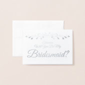 Silver Foil Elegant Bridesmaid-kaartje Folie Kaarten (Voorkant met envelop)