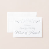 Silver Foil Elegant Maid of Honor proposal card Folie Kaarten (Voorkant met envelop)