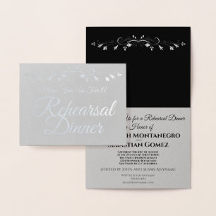 Silver Foil Elegant Rehearsal Dinner Invitation Folie Kaarten
