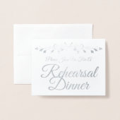 Silver Foil Elegant Rehearsal Dinner Invitation Folie Kaarten (Voorkant met envelop)