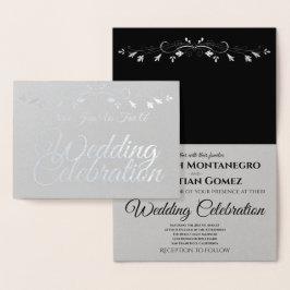 Silver Foil Elegant Script Weddenschap Folie Kaarten