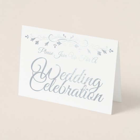 Silver Foil Elegant Script Weddenschap Folie Kaarten (Voorkant)