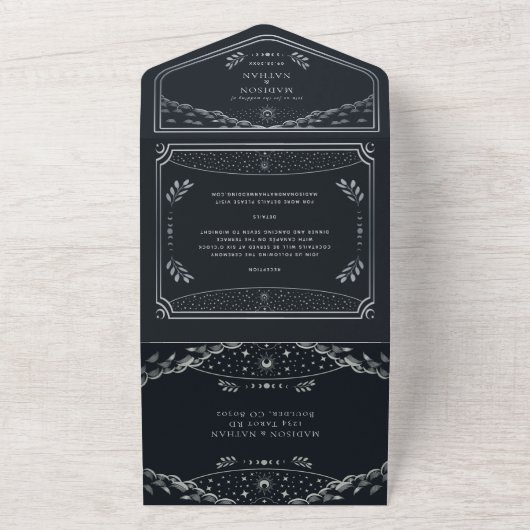 Silver Foil Elegant Tarot Kaart Wedding (Buitenkant)