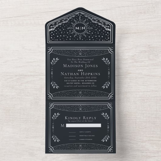 Silver Foil Elegant Tarot Kaart Wedding (Binnen)