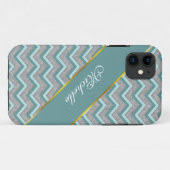 Silver Foil en Blauwgroen ZigZag Case-Mate iPhone Case (Achterkant (horizontaal))