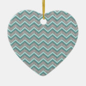 Silver Foil en Blauwgroen ZigZag Keramisch Ornament (Voorkant)