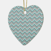 Silver Foil en Blauwgroen ZigZag Keramisch Ornament (Links)