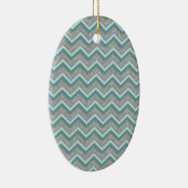 Silver Foil en Blauwgroen ZigZag Keramisch Ornament (Rechts)