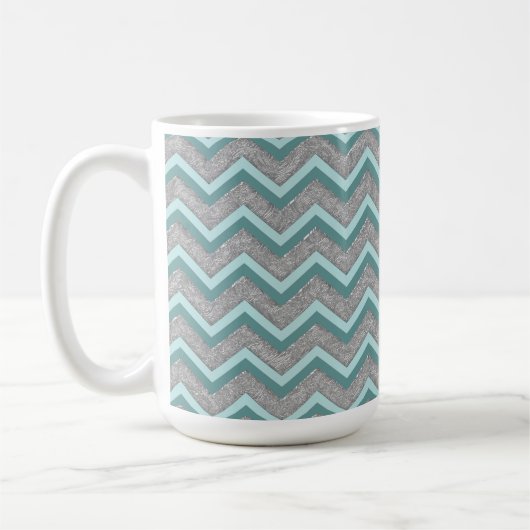 Silver Foil en Blauwgroen ZigZag Koffiemok (Links)