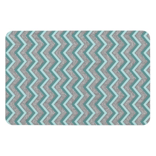 Silver Foil en Blauwgroen ZigZag Magneet (Horizontaal)