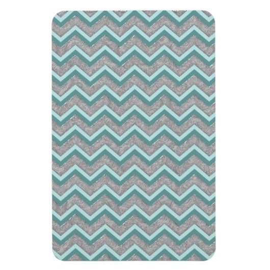 Silver Foil en Blauwgroen ZigZag Magneet (Verticaal)