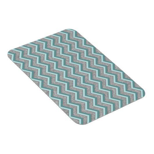 Silver Foil en Blauwgroen ZigZag Magneet (Rechterzijde)