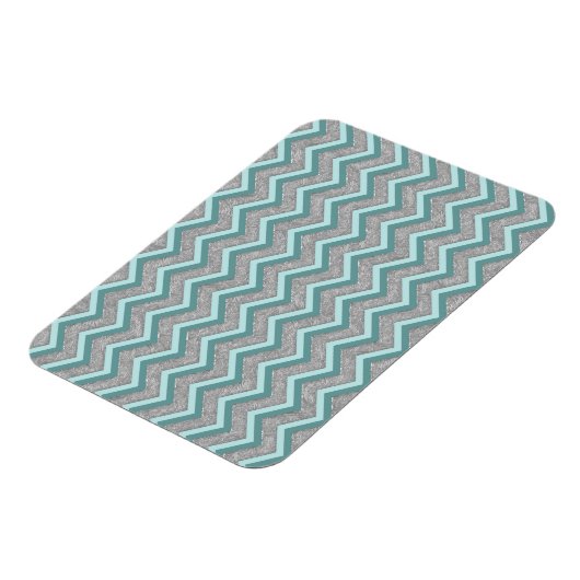 Silver Foil en Blauwgroen ZigZag Magneet (Linkerzijde)