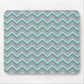 Silver Foil en Blauwgroen ZigZag Muismat (Voorkant)