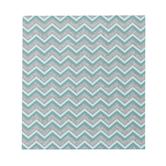Silver Foil en Blauwgroen ZigZag Notitieblok (Voorkant)
