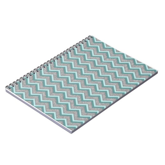 Silver Foil en Blauwgroen ZigZag Notitieboek (Linkerzijde)