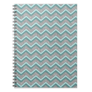 Silver Foil en Blauwgroen ZigZag Notitieboek