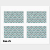 Silver Foil en Blauwgroen ZigZag Rechthoekige Sticker (Vel)