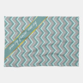 Silver Foil en Blauwgroen ZigZag Theedoek (Horizontaal)