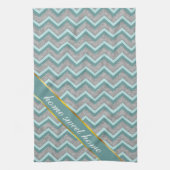Silver Foil en Blauwgroen ZigZag Theedoek (Verticaal)