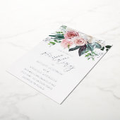 Silver Foil en Blush Floral Wedding Folie Uitnodiging (Gedraaid)