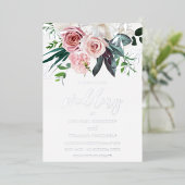 Silver Foil en Blush Floral Wedding Folie Uitnodiging (Staand Voorkant)