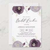 Silver Foil en Purple Flowers Bridal Luncheon Kaart (Voorkant)
