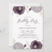 Silver Foil en Purple Flowers Chic Birthday Party Kaart (Voorkant)