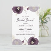 Silver Foil en Purple Flowers Chic Bridal Brunch Kaart (Staand voorkant)