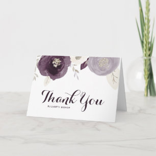 Silver Foil en Purple Flowers Chic Hartelijk dank Bedankkaart