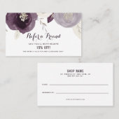 Silver Foil en Purple Flowers Chic Reference Kaart (Voorkant / Achterkant)